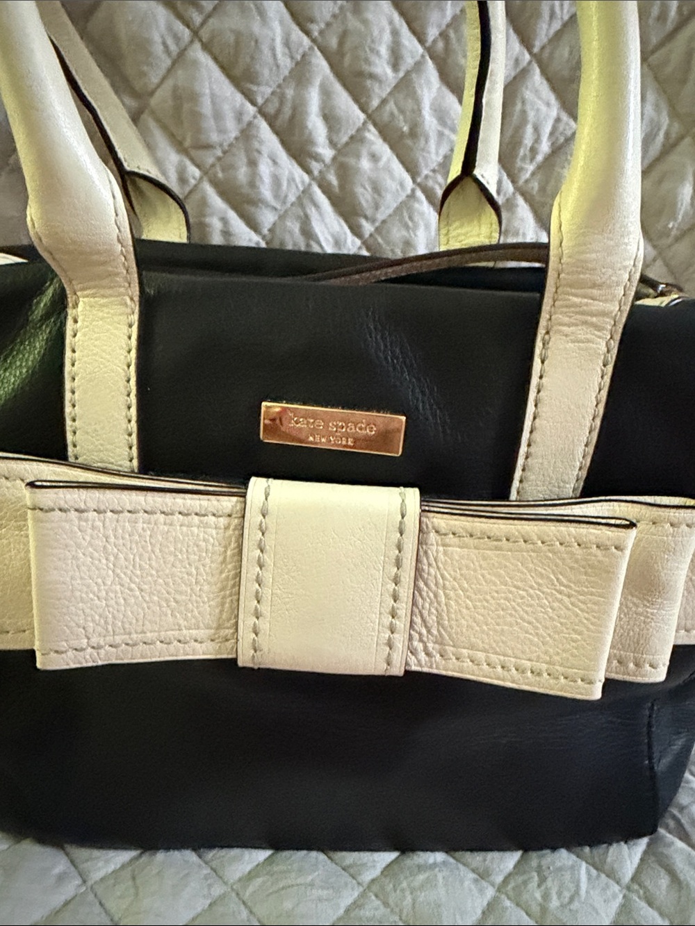 kate spade Black and Cream Bow-Accent Tote